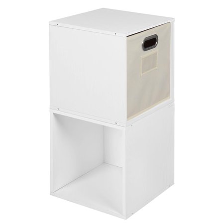 NICHE Cubo Storage Set with 2 Cubes & 1 Canvas Bin, White Wood Grain & Natural PC2PKWH1TOTENT